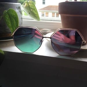 Rose gold hexagon fashion sunglasses